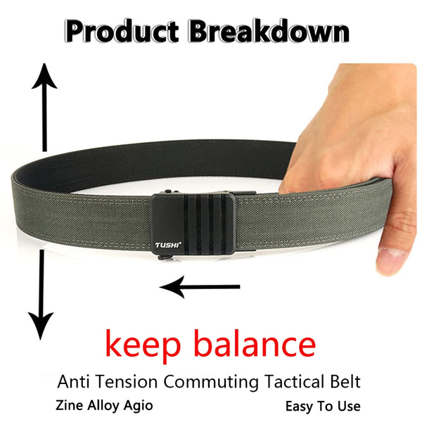 TUSHI New Military Belt for Men Sturdy Nylon Metal Automatic Buckle Police Duty Tactical Belt Outdoor Girdle IPSC Accessories