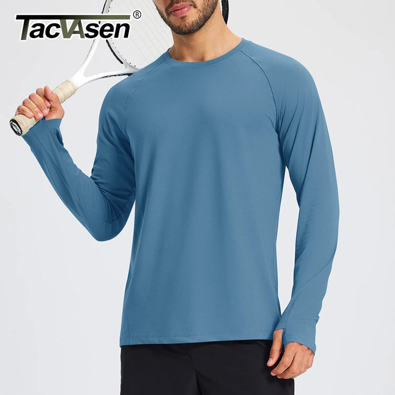 TACVASEN Men's Long Sleeve Shirts Dry Fit Breathable Workout Running Athletic Moisture Wicking Casual Tshirts with Thumb Holes