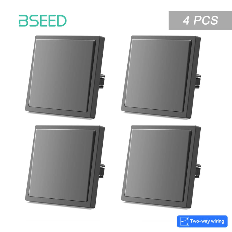 BSEED E Series 1/2/4/8 Packs 1Gang 2Way Button Light Switch Bulk Set Plastic Frame Wall Light Switch On Off For Stairs