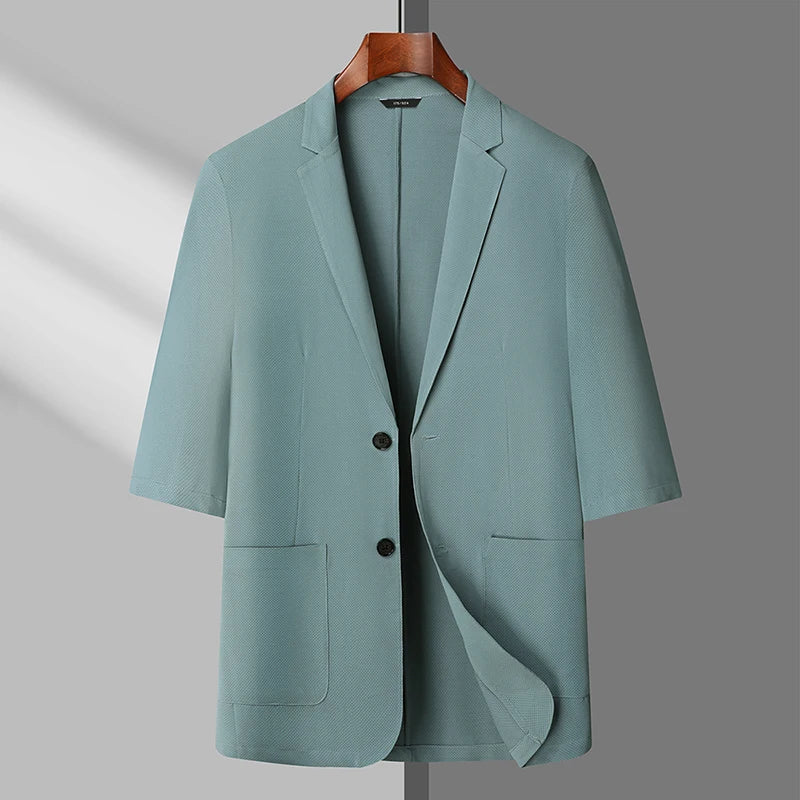 Asian Size Men's Suit Jacket, Single Breasted V-Neck Coat, Business Casual Office Blazer, Purple Blue Gray Black 5XL 6XL 7XL 8XL