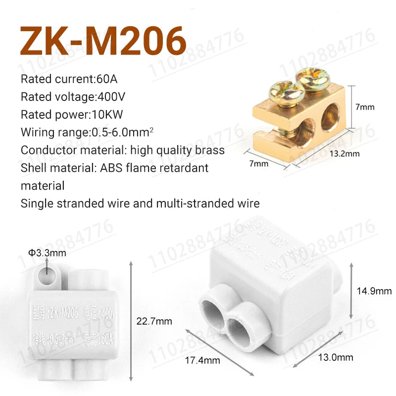 3PCS High Power Splitter Quick Wire Connector Terminal Block Electrical Cable Junction Box ZK-306 ZK-506 ZK-316 ZK516 Connectors