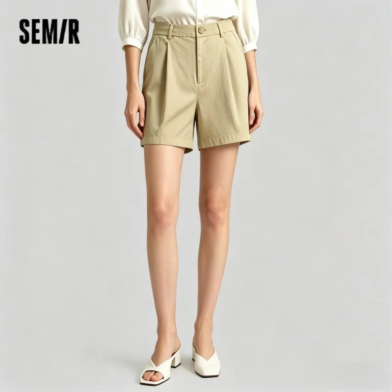 Semir Womens Shorts 2026 Pleated Semi Elastic Waist Loose Slim Fit Versatile Casual Fashion