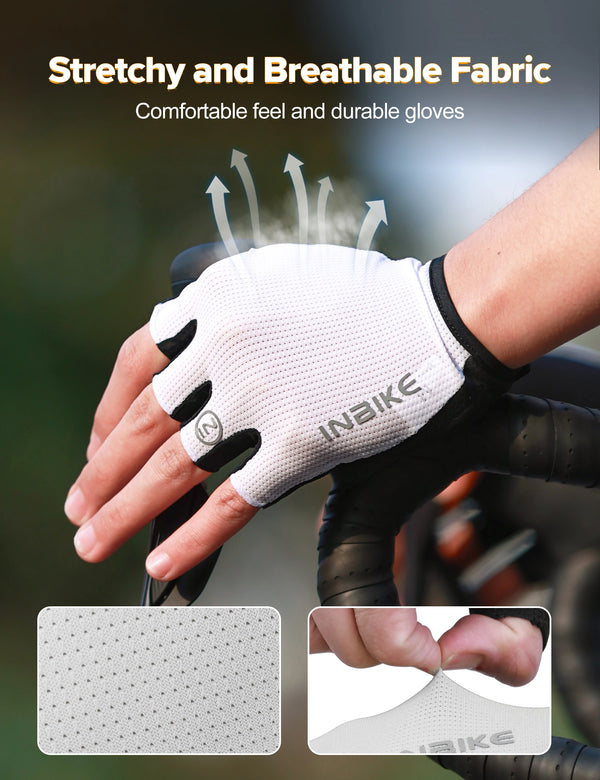 INBIKE Half Finger Cycling Gloves Man Shock Absorption Breathable Summer Gloves for Mountain Bike Road Bicycle Gloves Anti-Slip