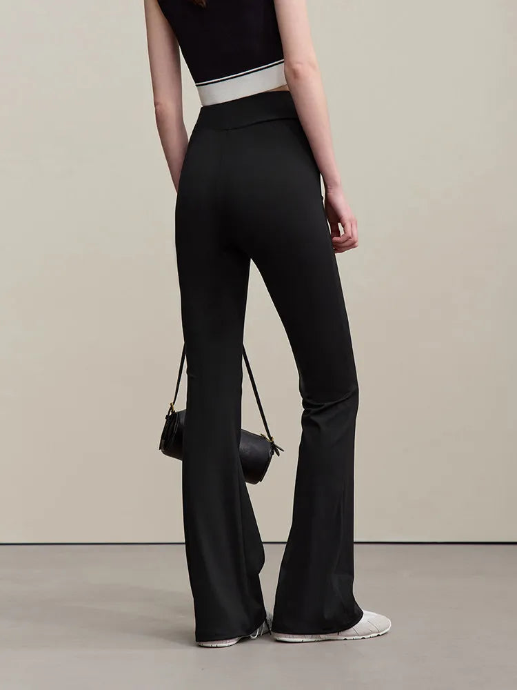 Amii Shark Skin Leggings 2026 Summer New Casual Flare Women's Pants Versatile Slim Stretch Trousers for Women 12642174