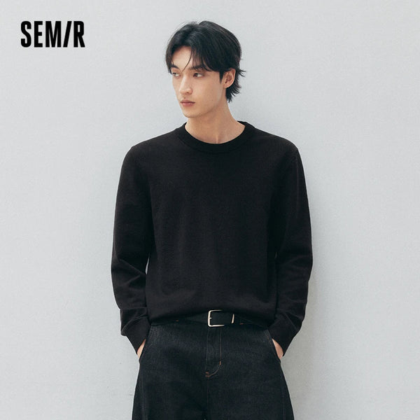 អាវយឺតប៉ាក់ Semir សម្រាប់បុរស ពណ៌រឹង លាយរោមចៀម កម្ដៅ ប្រឆាំងឋិតិវន្ត ប្រឆាំងបាក់តេរី សម្លៀកបំពាក់ប្រចាំថ្ងៃរដូវរងាថ្មី ឆ្នាំ២០២៦