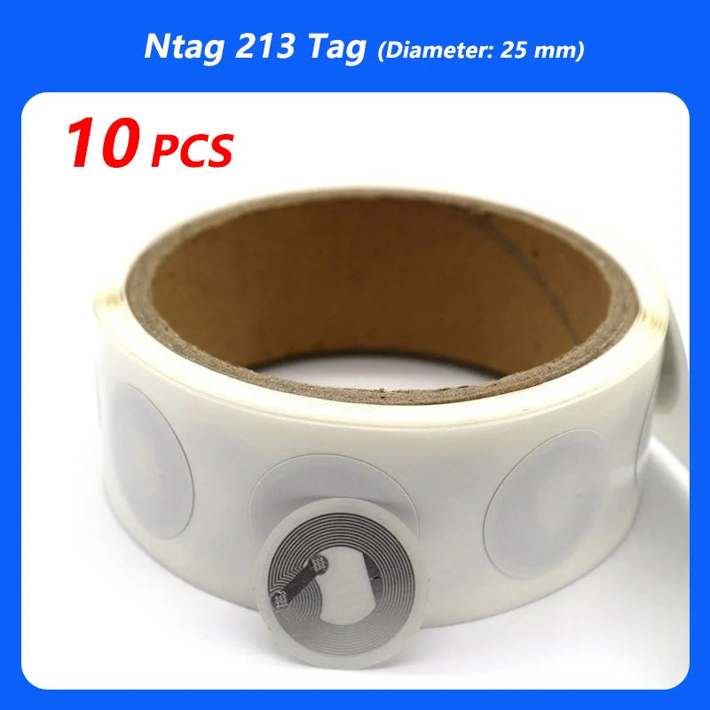 ស្ទីគ័រស្លាក NFC 100pcs/ឡូត 13.56MHz ISO14443A 213 ស្ទីគ័រស្លាកសកល Ntag213 RFID សម្រាប់ទូរស័ព្ទដែលបើក NFC ទាំងអស់