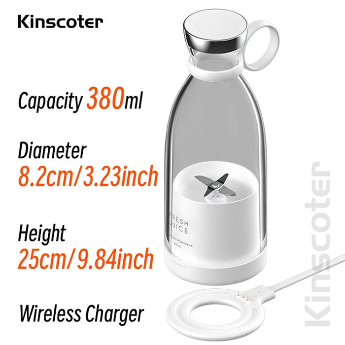 KINSCOTER Electric Portable Fruit Blender Wireless USB Mini Orange Juicer Mixer Smoothie Shaker with Anti-drop Funtion