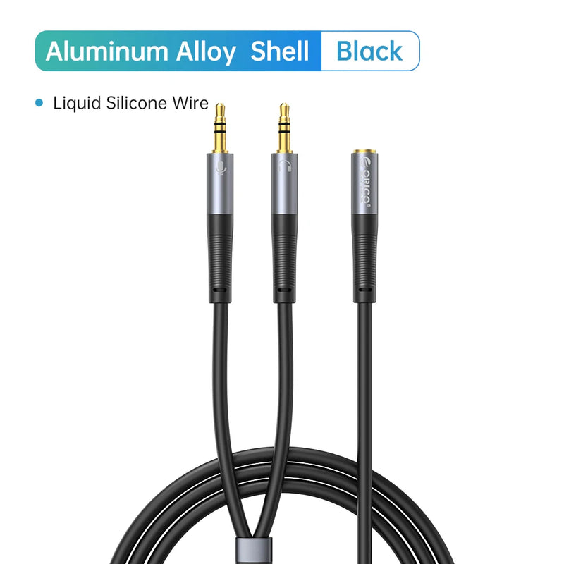 ORICO Headphone Splitter 3.5mm Audio Mic Cable Microphone Liquid Silicone Wire for PC Laptop Headsets Nintendo Switch Speaker