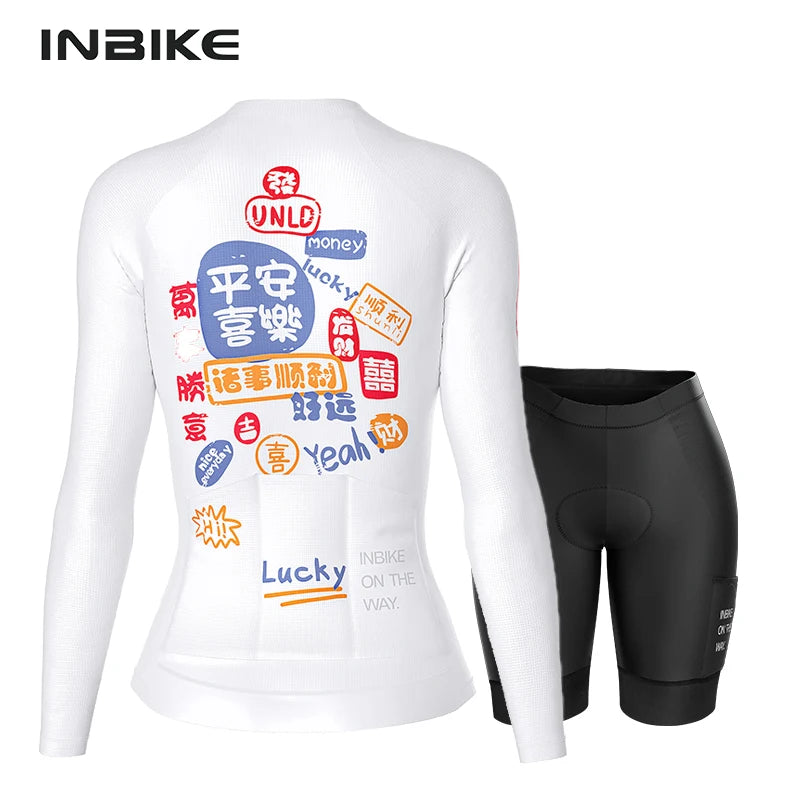INBIKE Women Cycling Jersey Long Sleeve Full Zipper Bicycle Jerseys Biking Top Shirts Clothing Riding Lightweight  with Pockets