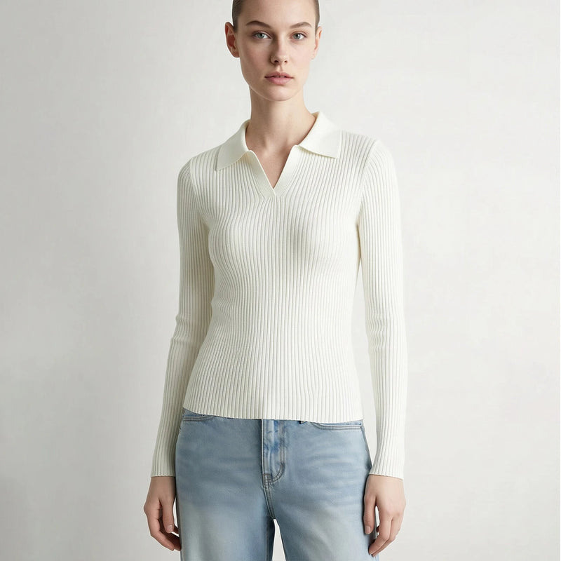Amii Minimalist Long Sleeve Sweater V-neck Collar Women 2026 Autumn Winter Slim Fit Striped Knitted Pullover Woman Tops 12643058