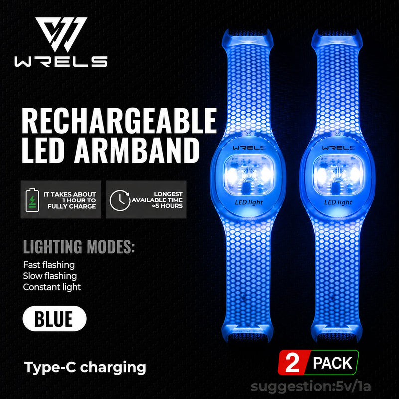 WRELS Arm Light Rechargeable LED Light Up Armband Waterproof Night Running Cycling Outdoor Safety Wristband Warning Light