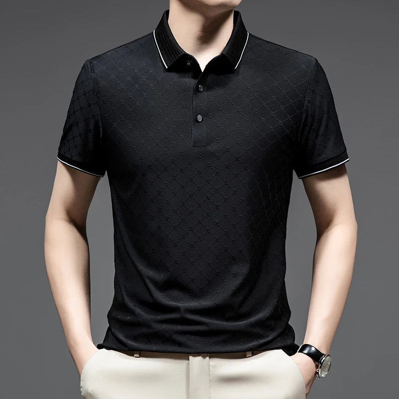 2024 Summer Standard Regular Polo Shirt, Summer Short-Sleeved Business Gentleman Men's T-shirt, Fashion High-Grade Dark Pattern