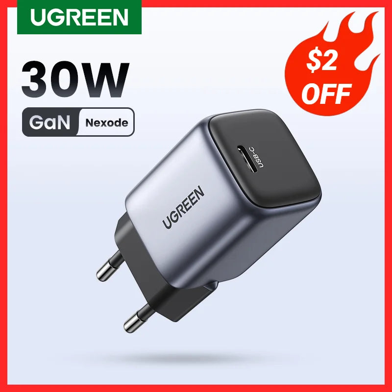 UGREEN GaN 30W Fast Charger for iPhone 16 15 14 Pro  PD3.0 Charger for iPad Pro Tablet Samsung Xiaomi Type C USB Phone Charger