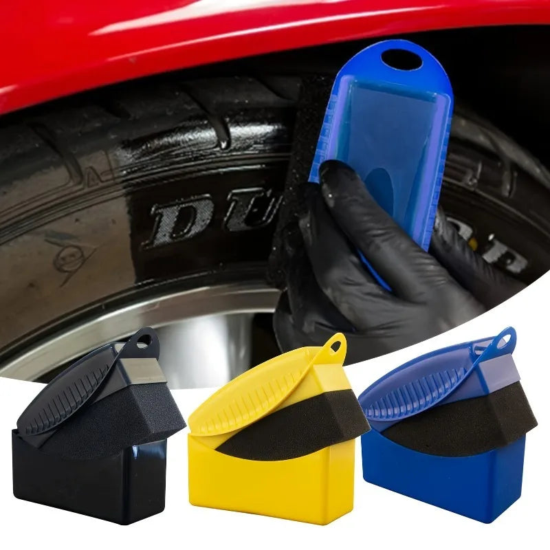 1pc Car Hub Brush with Cover - Wax Plating Crystal Sponge Wipe Cleaning Supplies for Smooth Tire Brush,PP Materialm,motorcycle