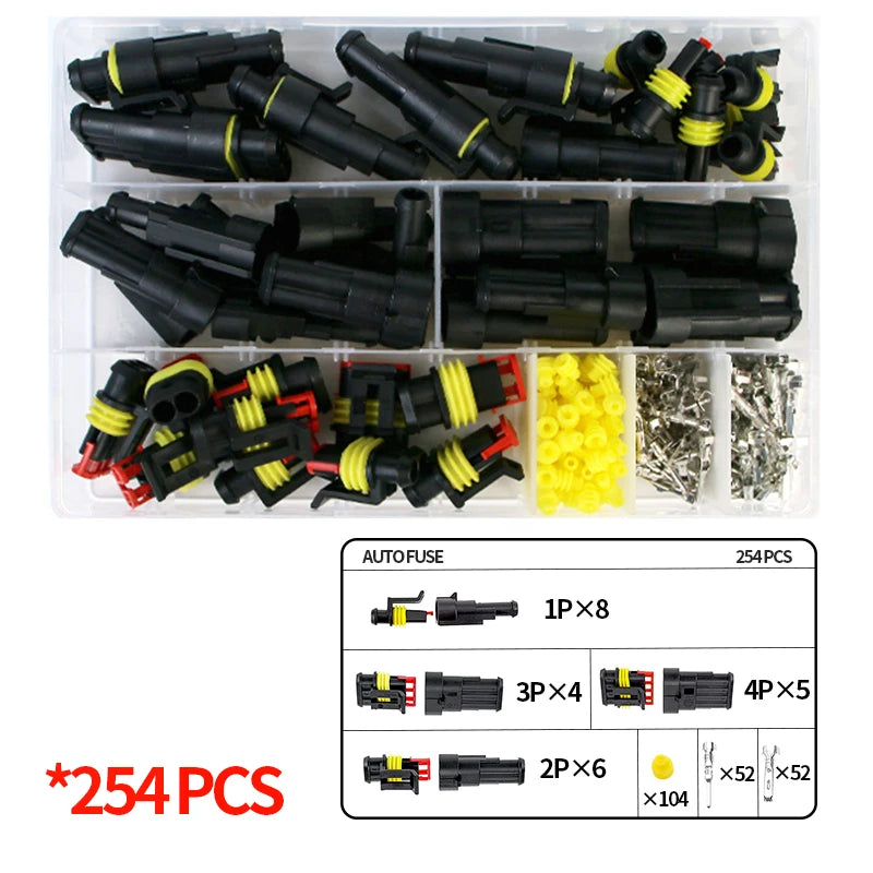 352PCS DJ1.5AMP automobile waterproof connector 1P2P3P4P6P hole HID male and female 0.85 harness plug connector kit