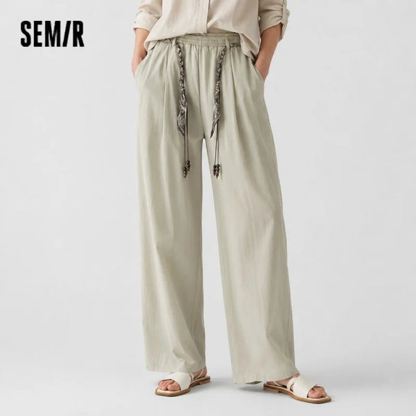 ខោស្ត្រី Semir ខោជើងវែងរលុងរាងកោងសម្រាប់រដូវក្តៅឆ្នាំ ២០២៦ ចង្កេះយឺតស្ដើងធម្មតា