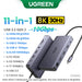 UGREEN 10Gbps USB C HUB 4K60Hz Type C to HDMI RJ45 Ethernet PD100W for MacBook iPad Huawei Sumsang PC Tablet Phone USB 3.0 HUB 10Gbps 11-in1 8K30Hz CHINA