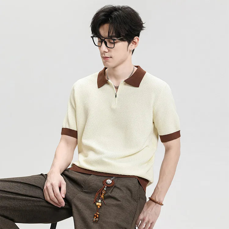 Premium Ice - Touch Men's Short - Sleeve Knitted Polo Shirt: Lightweight, Comfortable Summer New Arrival