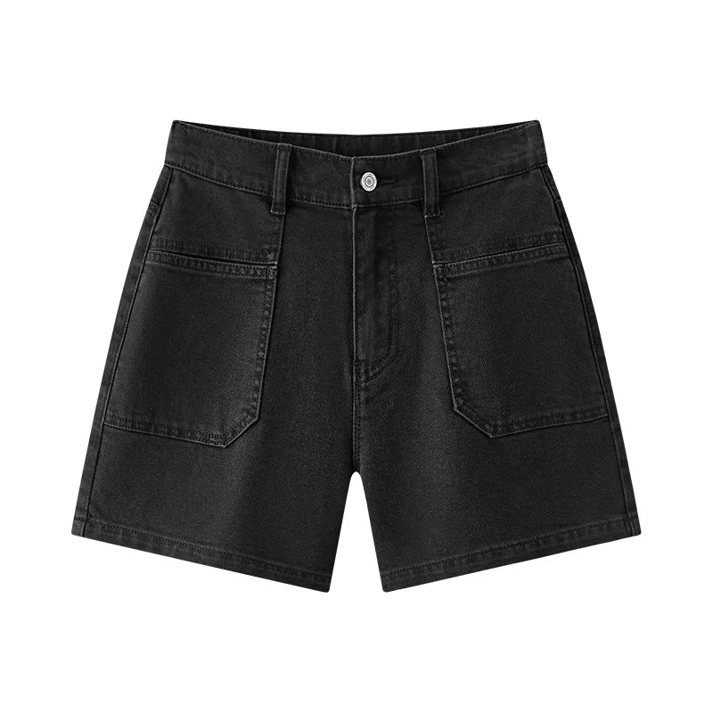 Semir Womens Denim Shorts 2026 Vintage Washed Semi Elastic Waist Straight Casual Soft