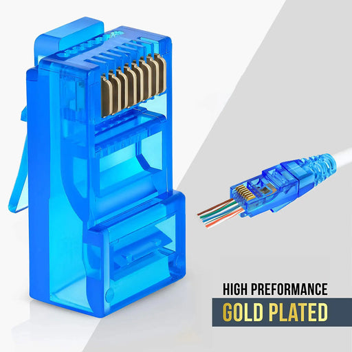 ZoeRax RJ45 Cat6 Pass Through Connectors, Assorted Colors, EZ to Crimp Modular Plug for Solid or Stranded UTP Network Cable