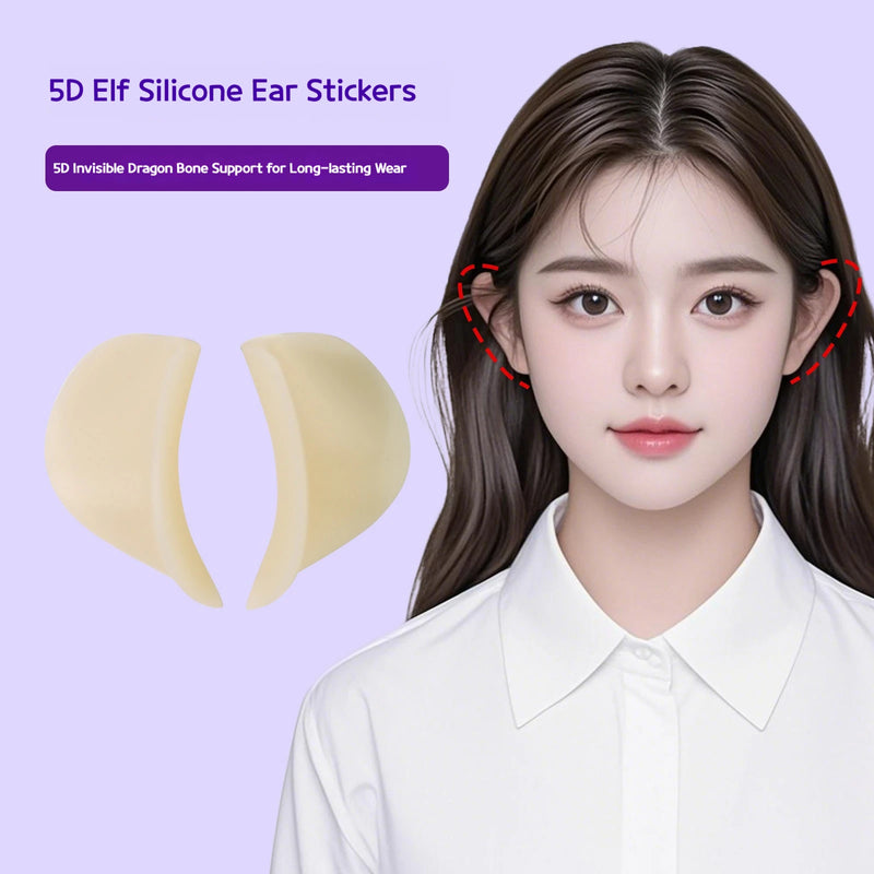 ស្ទីគ័រត្រចៀកអេលហ្វ 3D ចំនួន 1 គូ, គ្រោងឆ្អឹងមើលមិនឃើញ, ទ្រទ្រង់រឹងមាំ, រាង, ស្ទីគ័រត្រចៀកស៊ីលីកូនស្អិតដោយខ្លួនឯង។