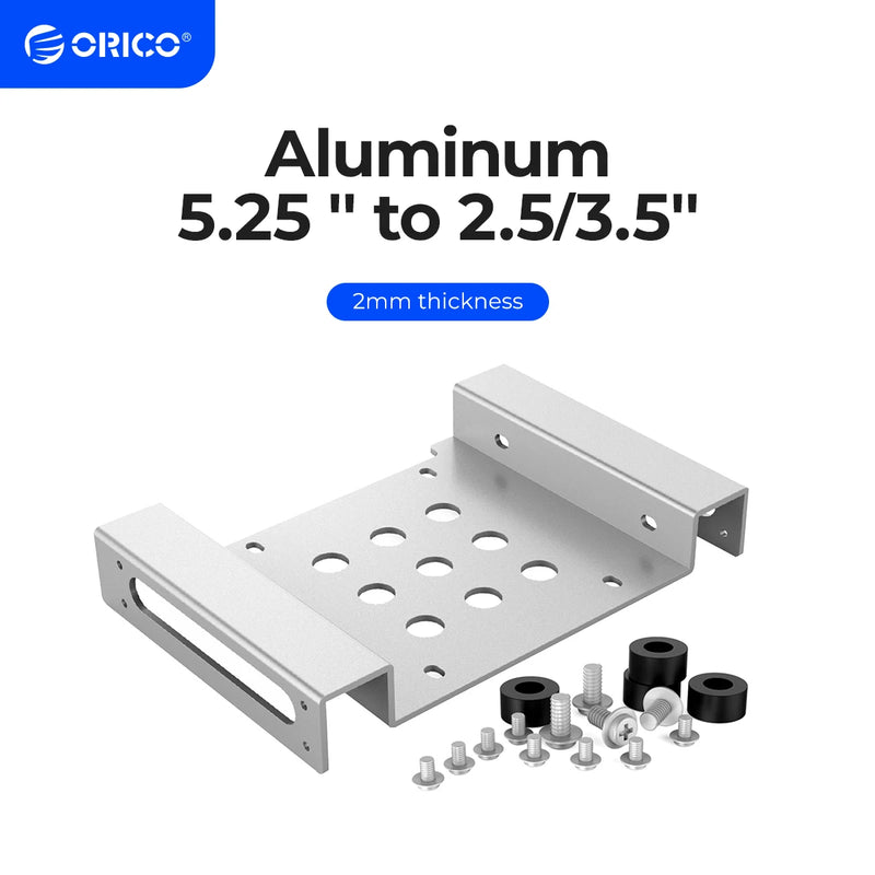 ORICO Aluminum 5.25 inch to 2.5 or 3.5 Inch Hard Disk Drive Mounting Bracket Dock with Screws Hard Drive Holder For HDD SSD