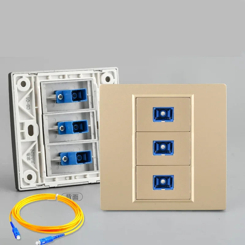 Depoguye Wall-mounted one port fiber optic information socket panel, SC fiber optic wall connector panel with fiber optic cable