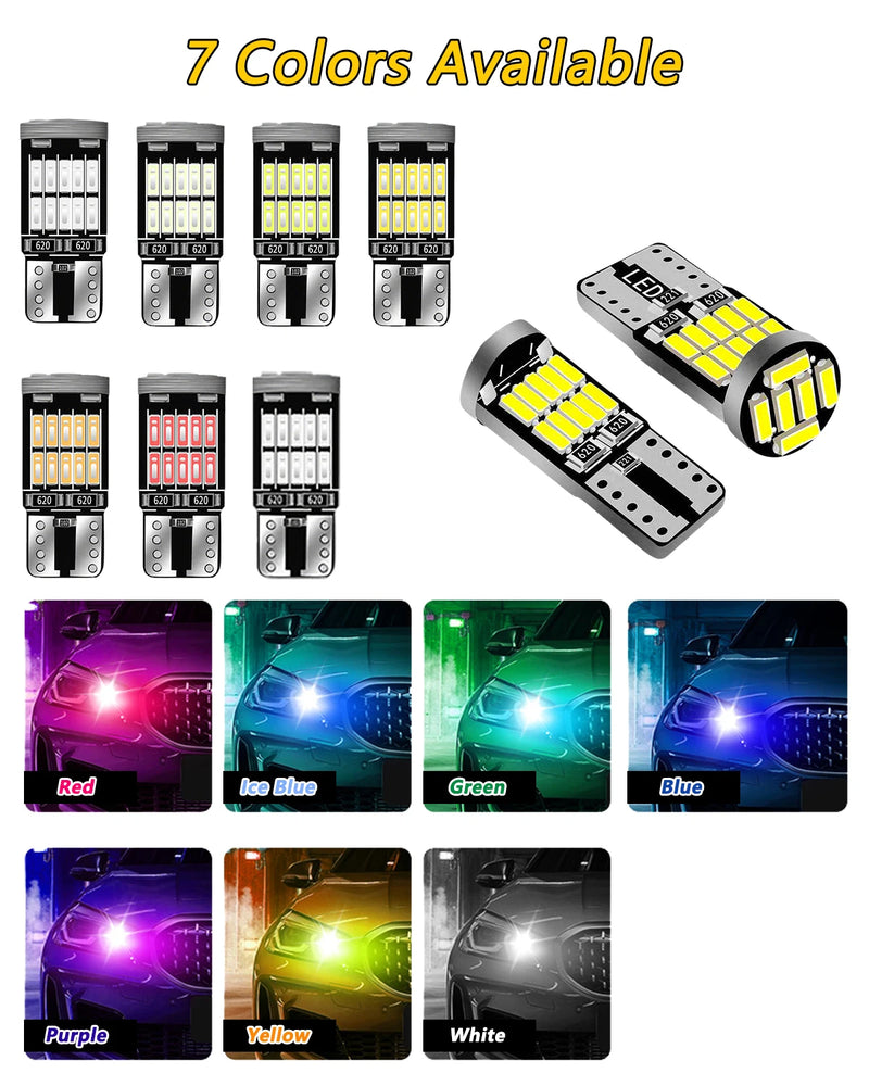 អំពូល LED T10 W5W ចំនួន 10-40 អំពូល CANBUS គ្មានកំហុស 12V 4014-26SMD 400LM 6500K ពណ៌សភ្លឺខ្លាំង ភ្លើងខាងក្នុងរថយន្ត ផែនទីទ្វាររថយន្ត
