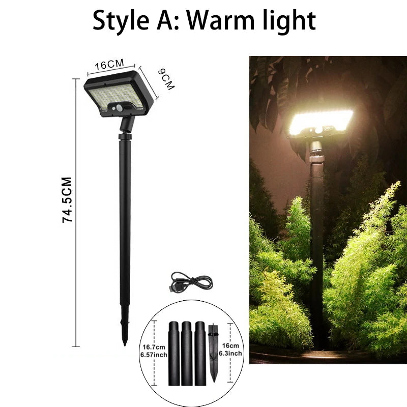Solar Pathway Lights 92 LEDs Motion Sensor Garden Light Type-C Rechargeable Adjustable Angle for Walkway Driveway Sidewalk Patio