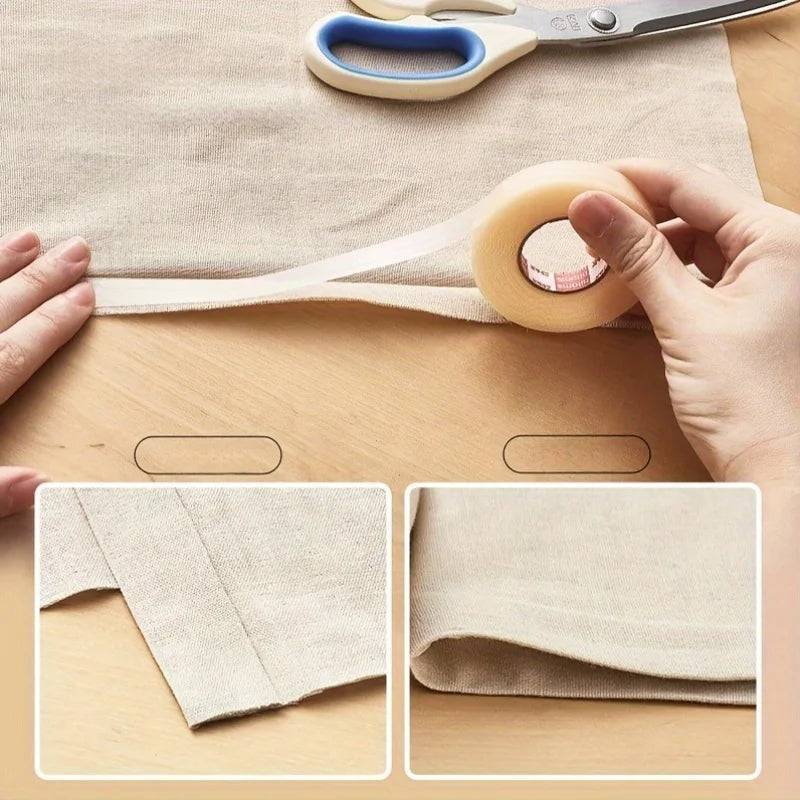 1 Roll of Convenient Seamless Hem Tape, 10 meter, Double-Sided Adhesive Fabric Hem Tape - White, No-Iron for Pants and Clothes