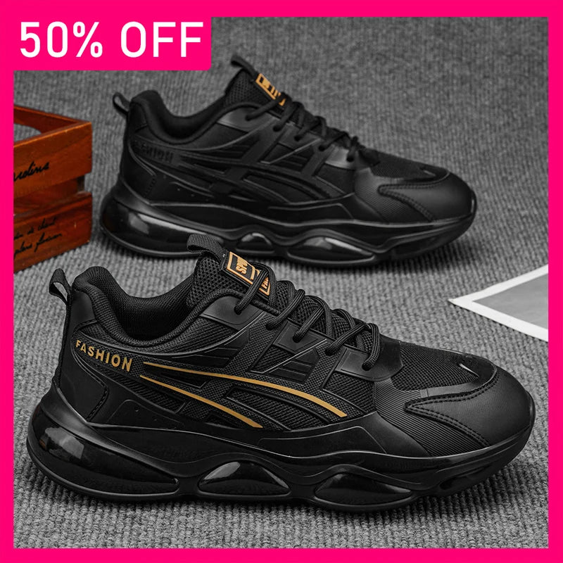Men Sports Shoes Breathable Mesh Lightweight Thick Sole Soft Comfortable Spring New Outdoor Running Fitness Shoes for Teenagers