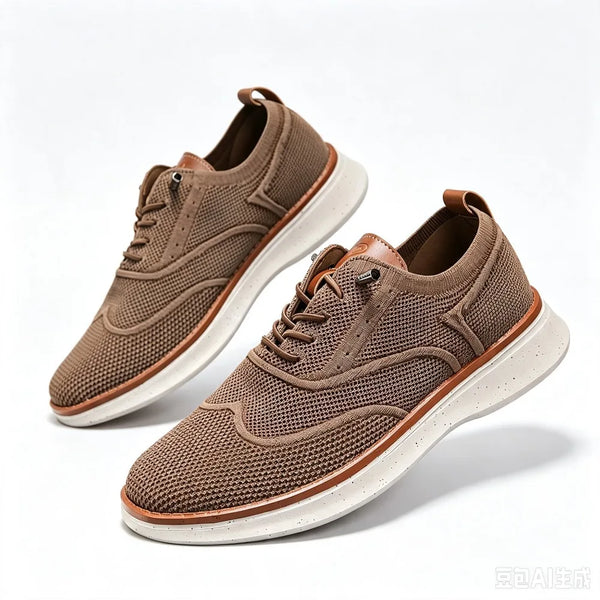Men's Knit Wingtip Oxford Shoes Breathable Fly Woven Brogue Dress Sneakers Lightweight Platform Casual Business Walking Shoes