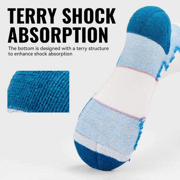 WRELS 1/2/3pairs Merino Wool Hiking Socks Thermal Warm Cushion Mid-calf Socks  Moisture Wicking Non-Slip Grips Wool Sports Socks