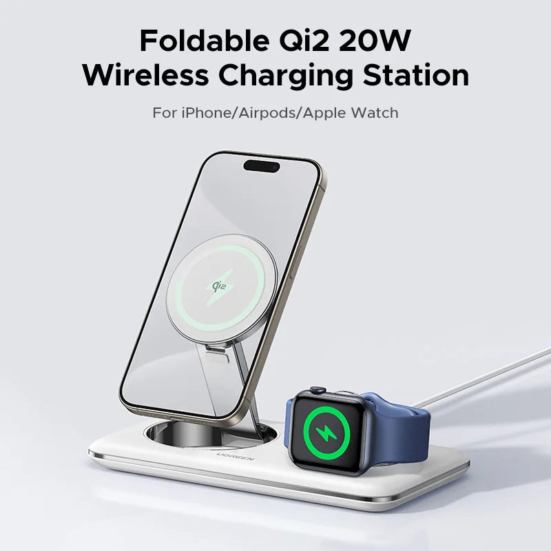【Big Sale】UGREEN MFi for Magsafe 20W Wireless Charger Stand 15W 2-in-1 Charging Station For iPhone 15 14 Pro Max For AirPods