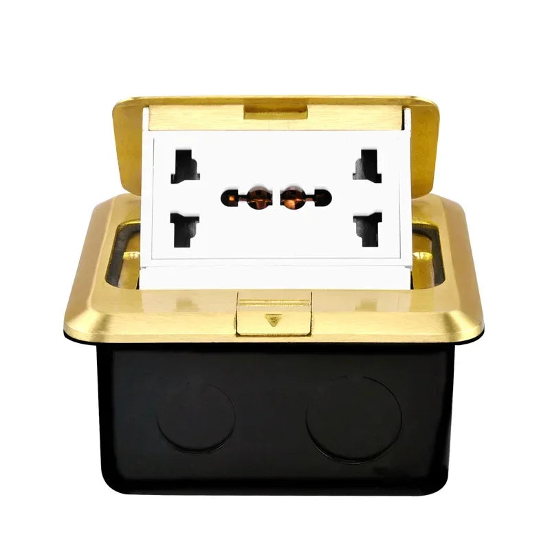 All copper and gold slow pop-up floor socket 16A Russian and Spanish international universal power socket, desktop socket