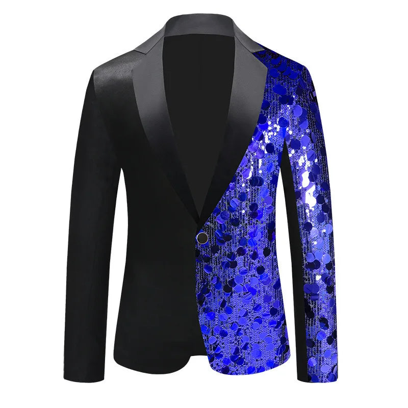 ‌2026 New Men's Black Tuxedo Jacket with Silver Sequins for Party & Formal Occasions‌