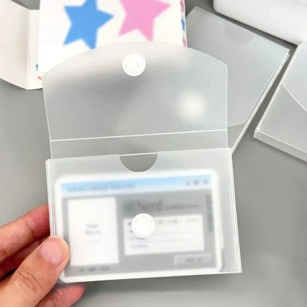 2pcs Flip-Top Lid Frosted Card Holder Box- Suitable for Business Cards,Stickers,Receipts,Minimalist Durable Storage Box.