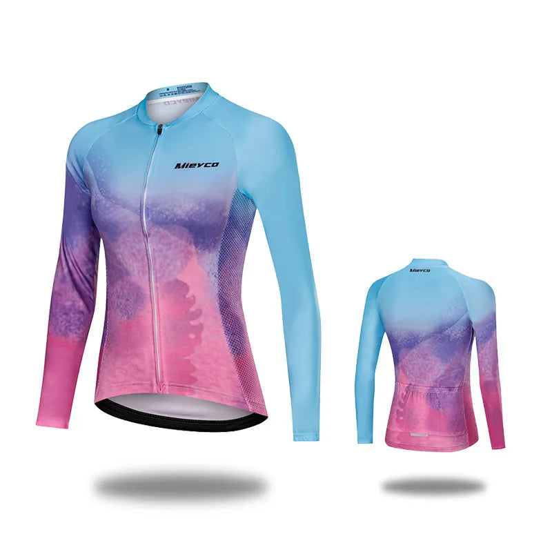 Women's Long Sleeve Cycling Jersey Quick Dry Breathable MTB Road Bike Shirt Spring Autumn Riding Training Sportswear Top