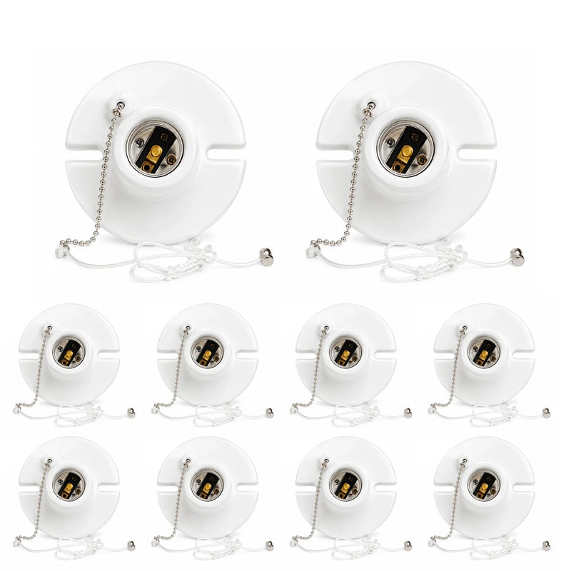 ជើងទ្រចង្កៀង JOYINLED 2/10 ដុំ មានខ្សែសម្រាប់ដាក់ជាមួយខ្សែសង្វាក់ទាញ 660W ជើងទ្រចង្កៀងប្រភេទ Incandescent/Fluorescent/CFL 27 ជើងទ្រចង្កៀងប្រភេទប៉សឺឡែន