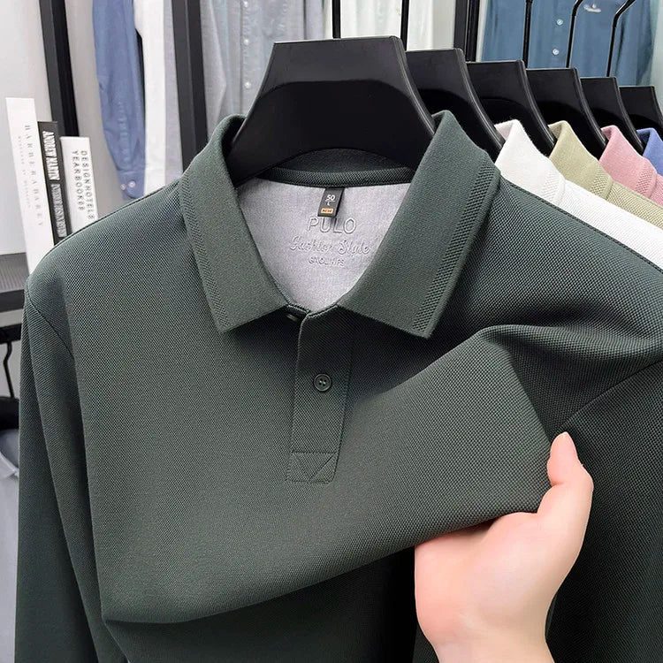 260g Long Staple Cotton Pique Fabric, Premium 100% Cotton Polo Shirt, Business Casual Slim Fit Top,Golf Shirt