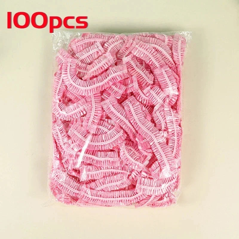 100pcs Disposable Shower Cap,Hair Protection Cap Suitable for Salons, And Home Use,Leak-Proof Bathroom And Travel Hair Cover.