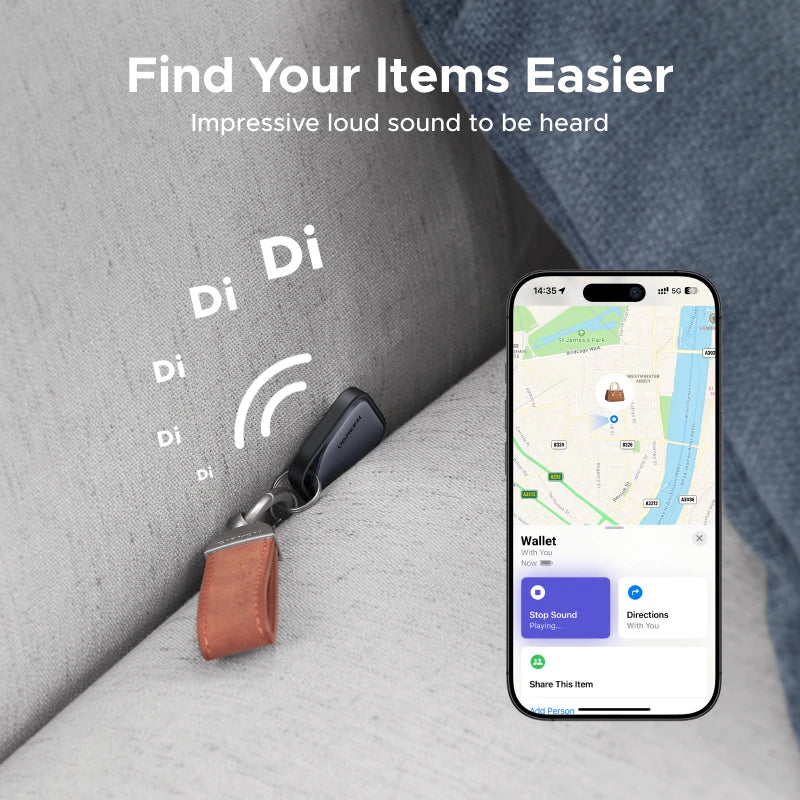 UGREEN Smart Bluetooth Tracker, Keys Finder Item Locator SmartTag Up to 2 Year Battery Phone Finder For Apple Find My (Only IOS)