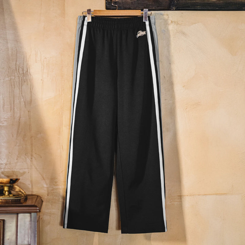 Maden Men’s American Basketball Sweatpants Straight Leg Casual Track Pants Black Stripe Loose Fit Joggers Fall Winter