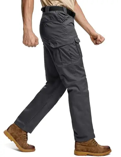 TACVASEN Tactical Waterproof And Lightweight Cargo Pants Mens Outdoor Hiking Stretch Ripstop Trousers with 8 Pockets(No Belt)