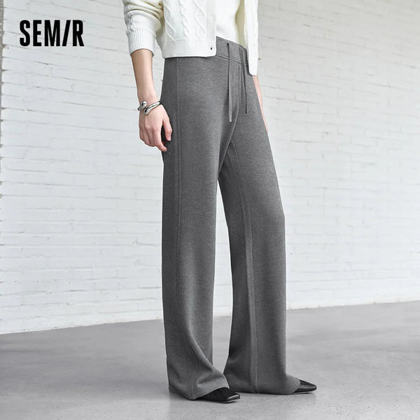 ខោ Semir សម្រាប់នារី ចង្កេះខ្ពស់ ធ្វើពីរោមចៀម រចនាបថស្ព័រ ជើងធំទូលាយ ឆ្នាំ២០២៦ សម្លៀកបំពាក់ប្រចាំថ្ងៃរដូវរងាថ្មី រចនាបថធម្មតាសម្រាប់ទីក្រុង
