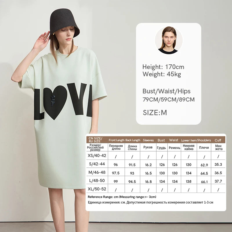 Amii Women's Printed Short Sleeve Dress Round Neck Loose Elastic Long Dress 2026 Summer New Fashion Knitted Clothing 12512014