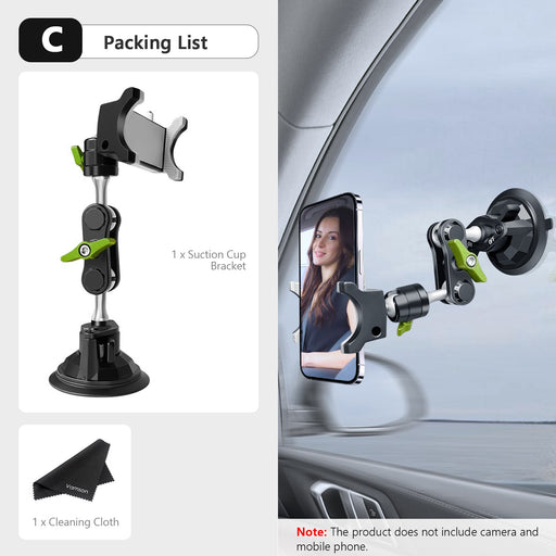 Vamson 360 Rotating Car Suction Cup Holder for GoPro Hero 11 10 9 8 7 6 5 Insta360 X3 One X2 DJI OSMO Action Camera Accessories C