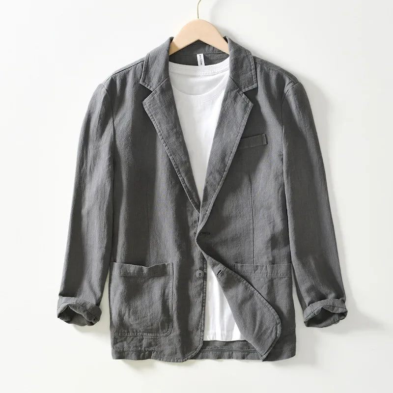 Men’s Lightweight Linen Blazer Jacket – Business Casual Single Breasted Coat Office, Daily, Travel, Party, Wedding Guest
