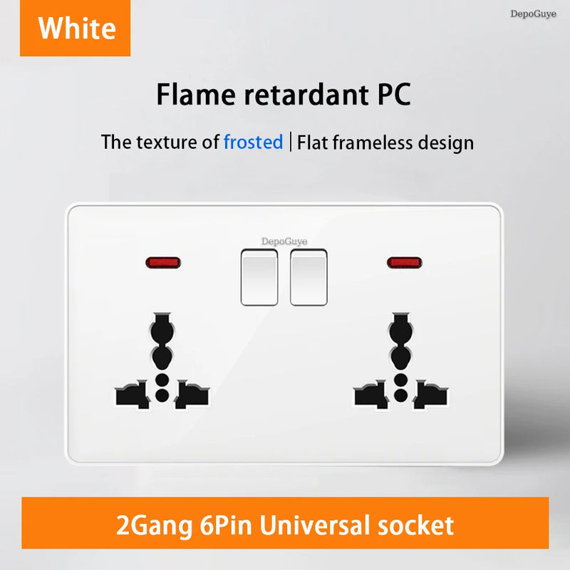 18W Type-C Plug Quick Charging Universal 5-pin Dual Power Socket,UK Standard 13A Wall Socket with DC 5V 3.1A Type-c USB Charger