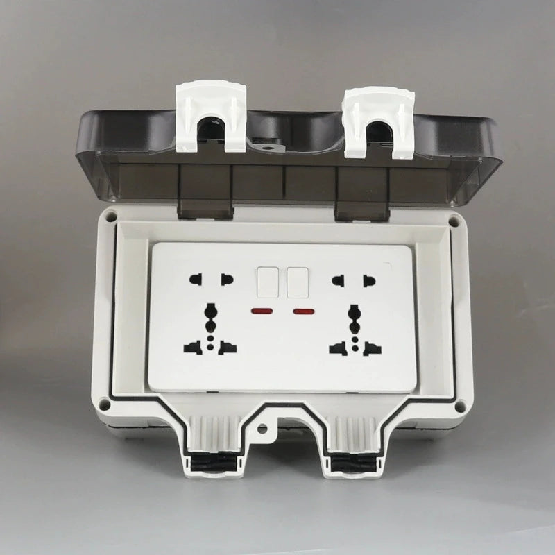 IP66 Waterproof Socket Universal UK Dual USB Outdoor Power Outlet,Kitchen And Bathroom Plug Adapter,Waterproof Rainproof Box